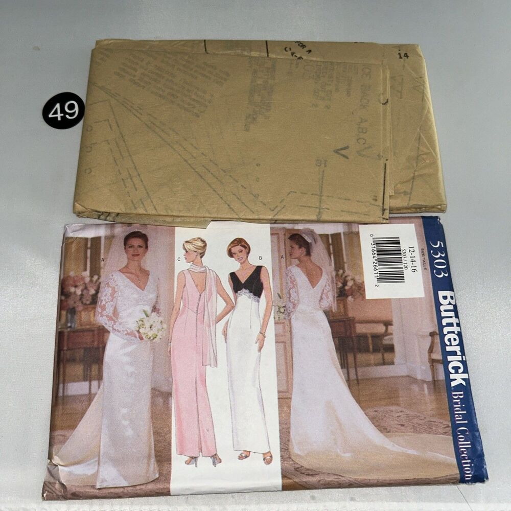 Butterick Bridal Collection Misses' Dress Pattern 5303 Size 12/1 4/16Uncut